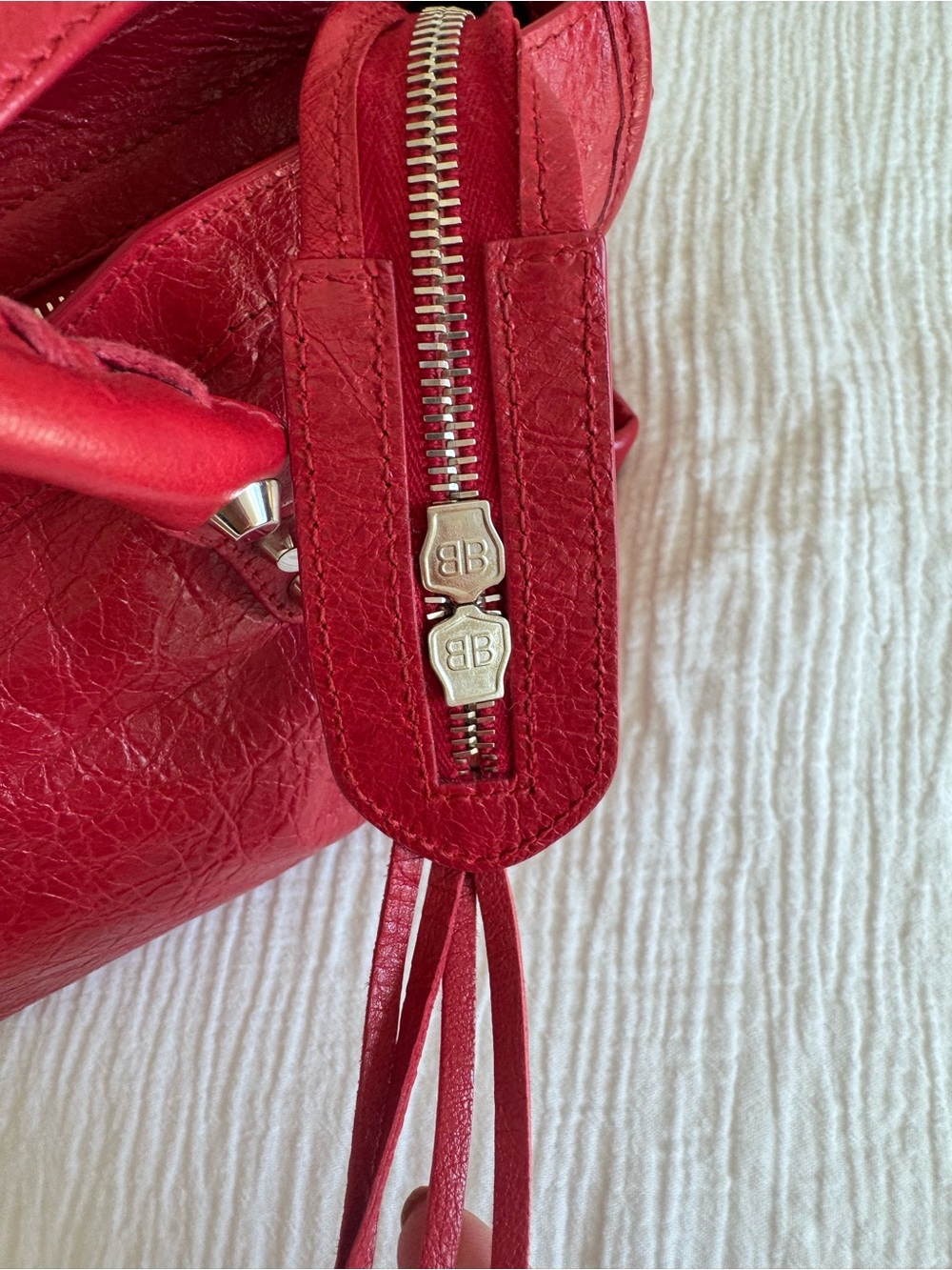 Balenciaga City Bag Red Leather Silver Hardware w/strap & mirror + COA - Picture 5 of 13